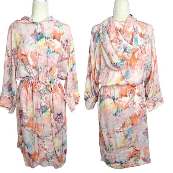 Gap Women's Watercolor Lounge Jacket Hoodie 3/4 Sleeves Oversize Small/ Medium - Picture 1 of 8